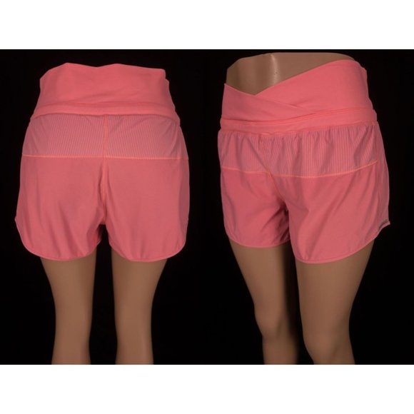 LULULEMON Run Pace Short 8 Love Pop Orange Stripe
